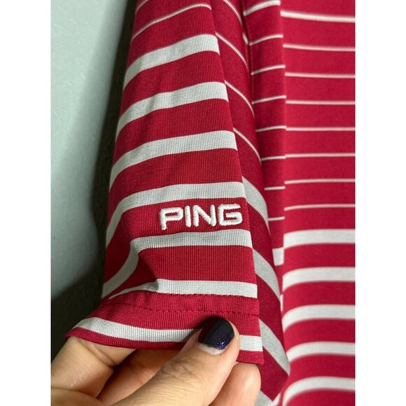 Ping Iowa State University Red Striped SS Polo Shirt Men's Medium - Picture 7 of 9